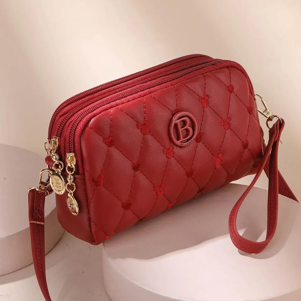 Three-layer Zipper Fashion Sling Bag