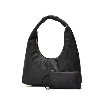 2-in-1 Soft Leather Hobo Bag with Matching Wristlet