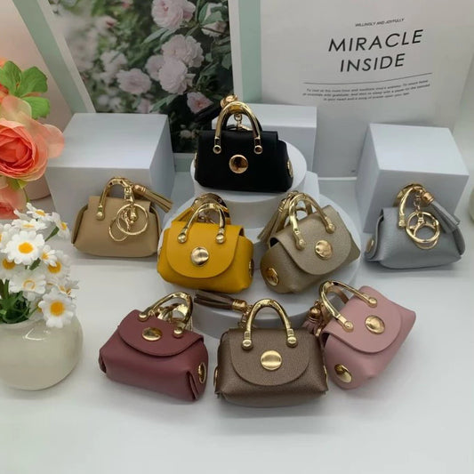 Mini PU Leather Handbag Keychain