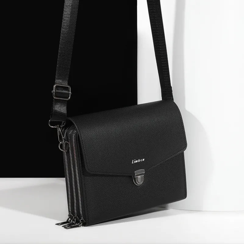 Men's Leather Multiple Compartments Sling Bag