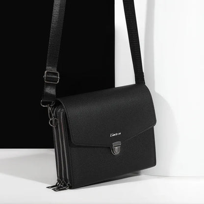 Men's Leather Multiple Compartments Sling Bag