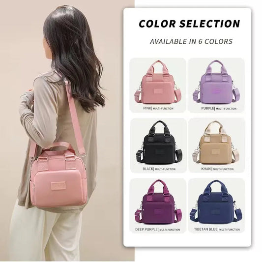 Multicompartment Nylon Crossbody Bag with Adjustable Strap