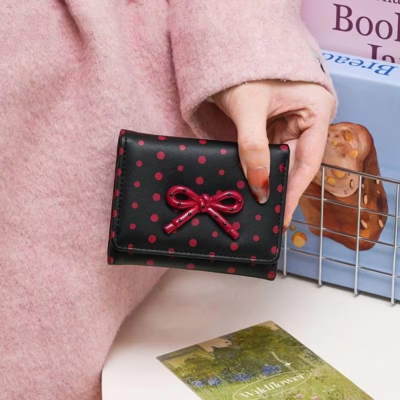 Cute Ribbon Polka Dot Mini Wallet