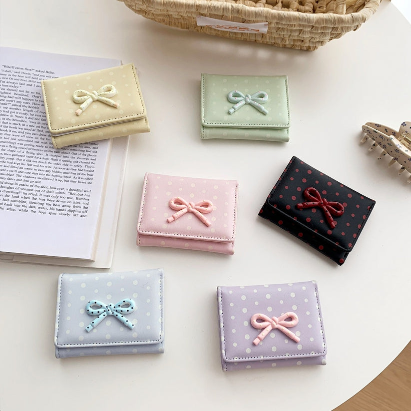 Cute Ribbon Polka Dot Mini Wallet