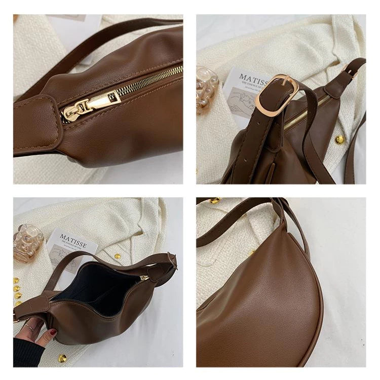 Leather Dumpling Shoulder Crossbody Bag