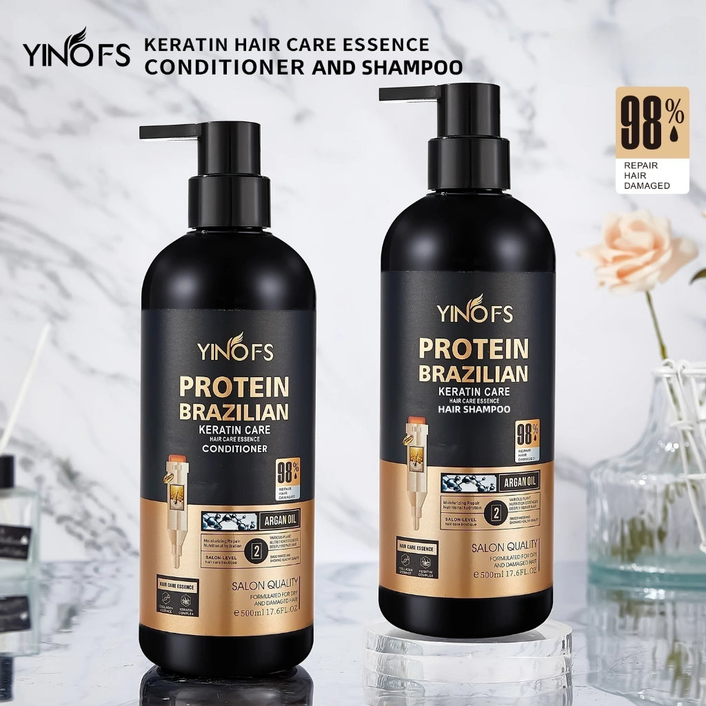 YINOFS PROTEIN BRAZILLIAN KERATIN CARE HAIR SHAMPOO & HAIR CONDITIONER 500ml