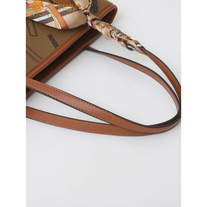 Premier High-End Leather Silk Scarf Tote Bag
