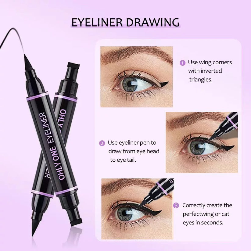 OHLY ONE Double Head Waterproof Cat Eye Wings Eyeliner Stamp