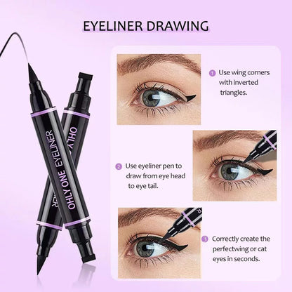 OHLY ONE Double Head Waterproof Cat Eye Wings Eyeliner Stamp