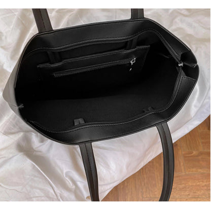 Large Plain Leather Tote Bag