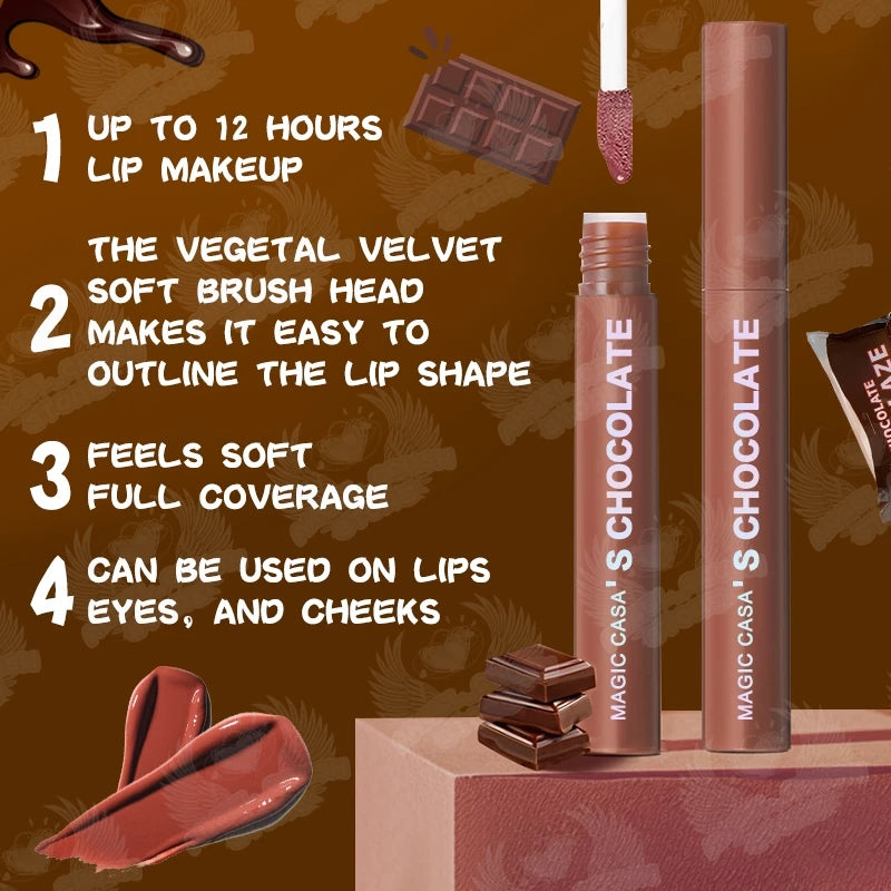 MAGIC CASA 5PCS Chocolate Matte Lip Glaze Set