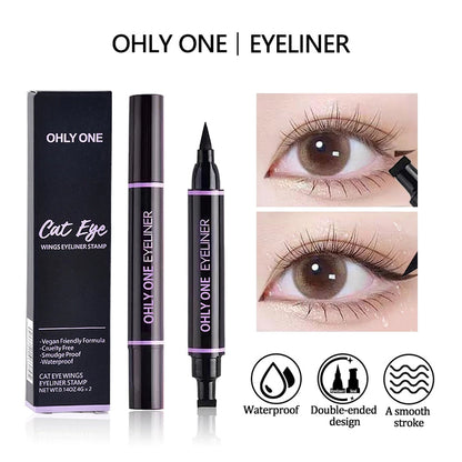 OHLY ONE Double Head Waterproof Cat Eye Wings Eyeliner Stamp
