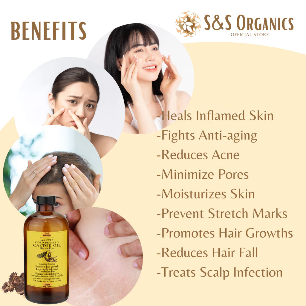 Pure Cold Pressed Castor Oil Organic Hair Grower and Beauty Oil