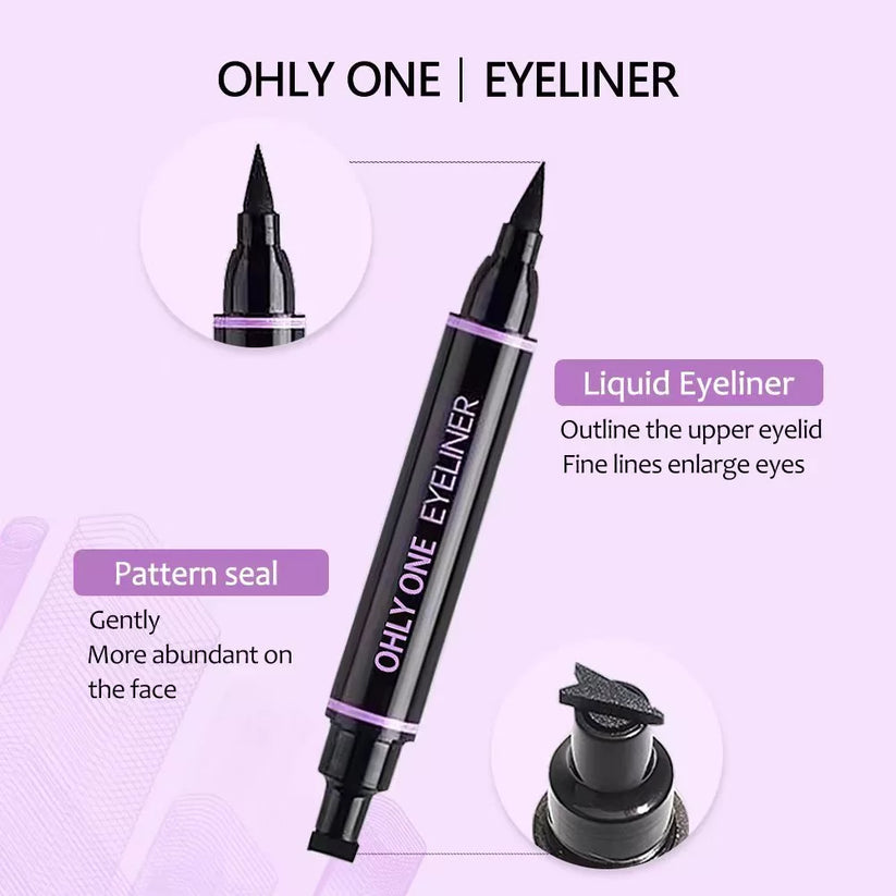 OHLY ONE Double Head Waterproof Cat Eye Wings Eyeliner Stamp