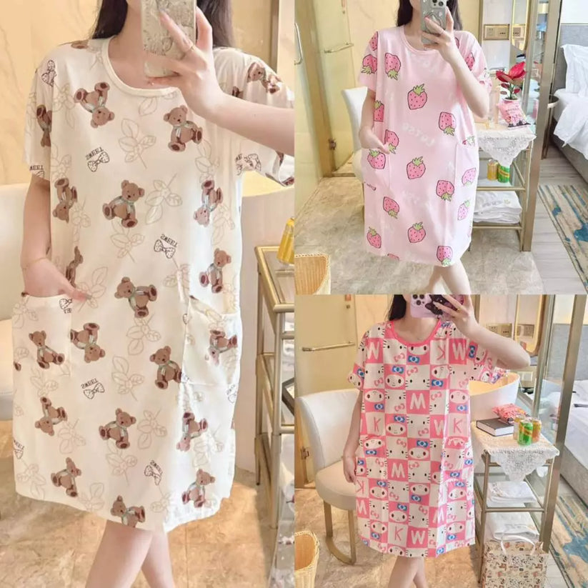 Plus Size Korean Daster with Double Pocket