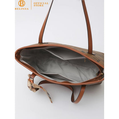 Premier High-End Leather Silk Scarf Tote Bag