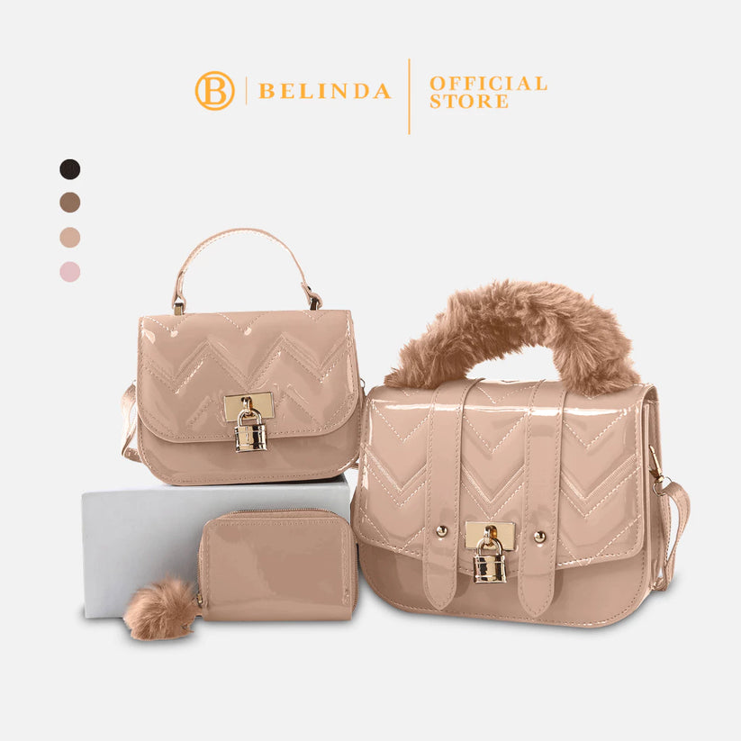 3in1 Elegant Pad Lock Design Sling Bag