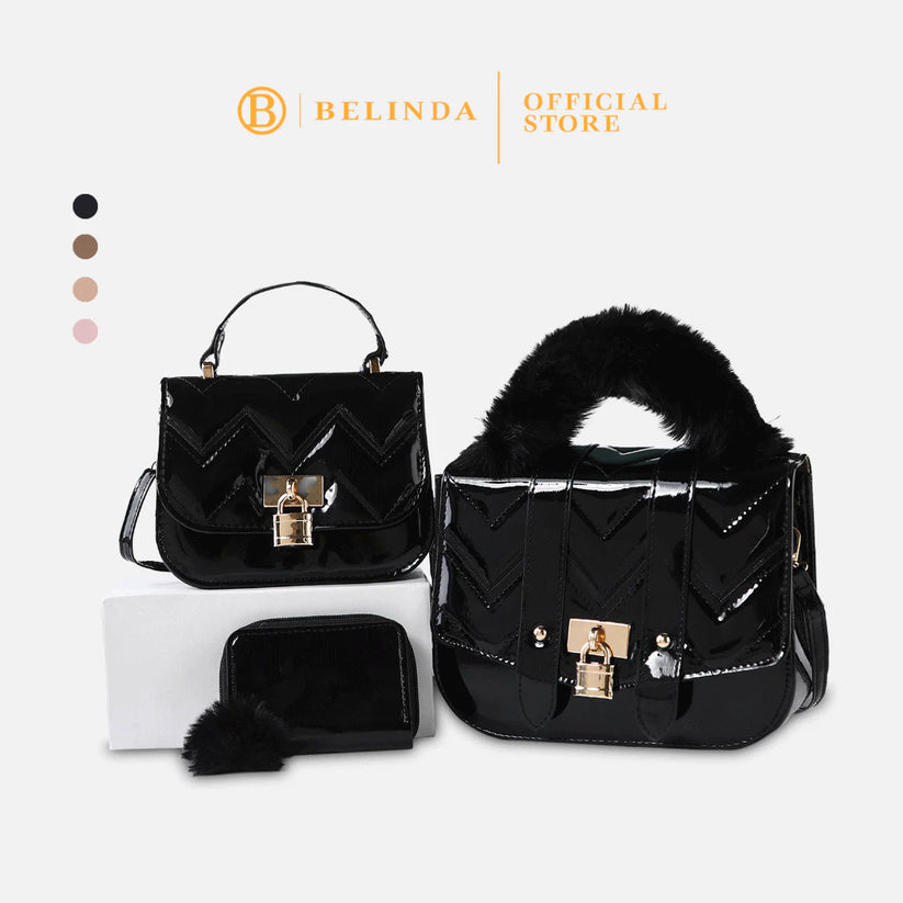 3in1 Elegant Pad Lock Design Sling Bag