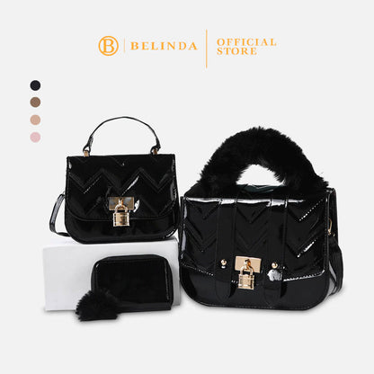 3in1 Elegant Pad Lock Design Sling Bag