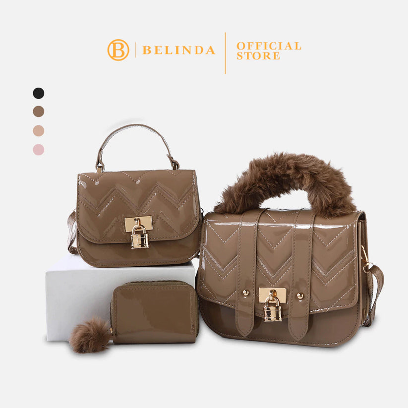 3in1 Elegant Pad Lock Design Sling Bag