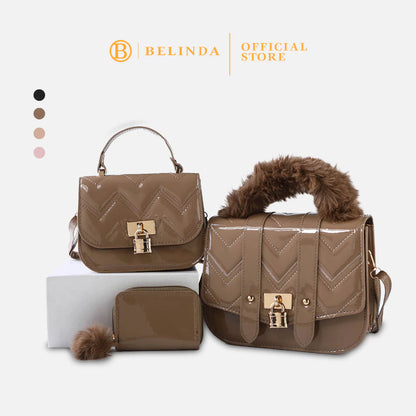 3in1 Elegant Pad Lock Design Sling Bag