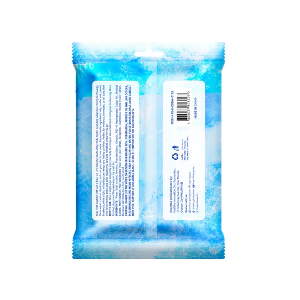 Fresh Skinlab K-Aloe Ice -3 Deodorizing Cooling Body Wipes 30s
