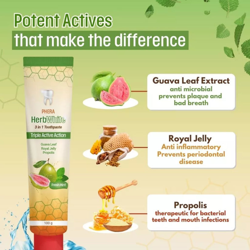 PHERA HERBWHITE 3 IN 1 TOOTHPASTE