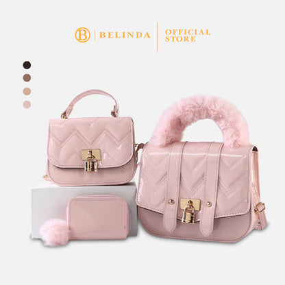 3in1 Elegant Pad Lock Design Sling Bag