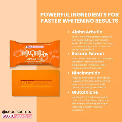 SEOUL SECRET Papaya Kojic 20X Whitening Soap