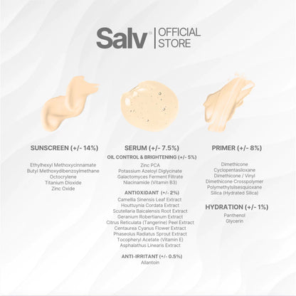 SALV Zinc PCA + K19 - Azeloyl Diglycinate + Galactomyces 3 in 1 Tinted Hybrid Sunscreen SPF 50+ PA++
