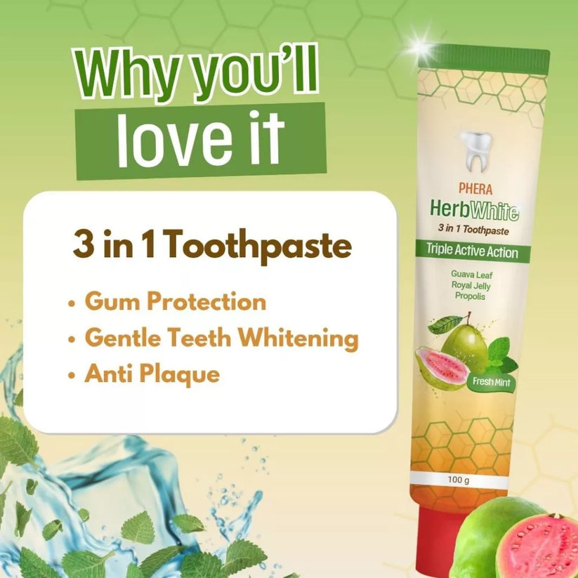 PHERA HERBWHITE 3 IN 1 TOOTHPASTE