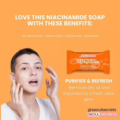 SEOUL SECRET Papaya Kojic 20X Whitening Soap