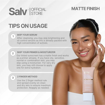 SALV Zinc PCA + K19 - Azeloyl Diglycinate + Galactomyces 3 in 1 Tinted Hybrid Sunscreen SPF 50+ PA++