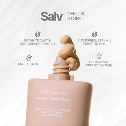 SALV Zinc PCA + K19 - Azeloyl Diglycinate + Galactomyces 3 in 1 Tinted Hybrid Sunscreen SPF 50+ PA++