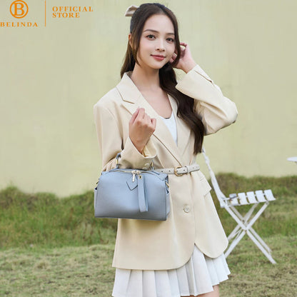 Everyday Soft Leather 2-Way Crossbody Bag with Pattern Strap
