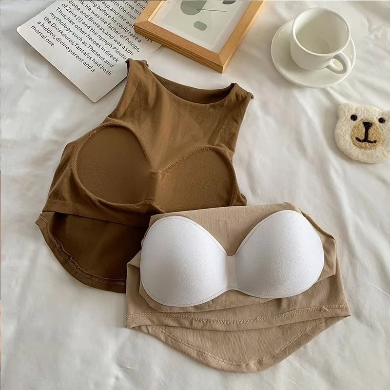 Seamless Padded Double Lining Crop Vest
