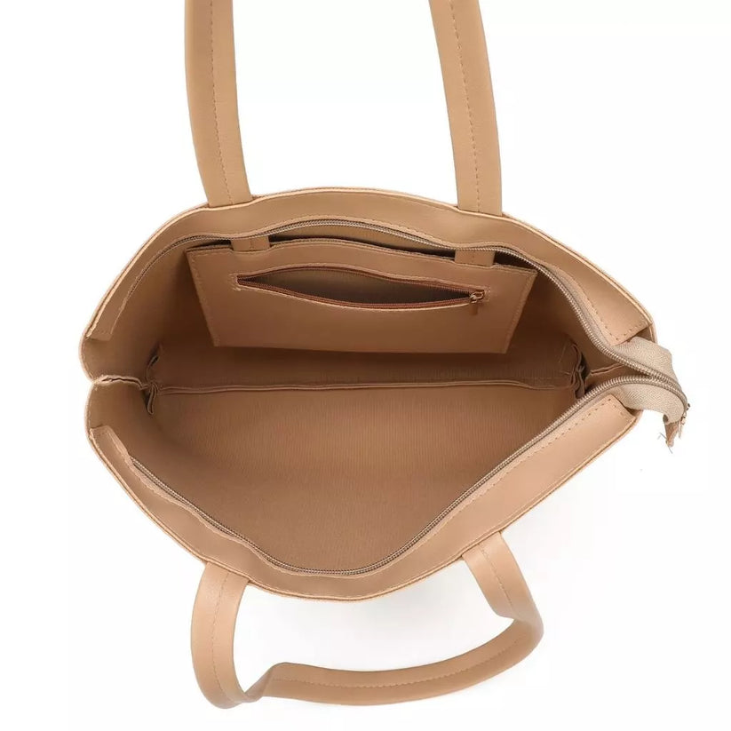 Large Plain Leather Tote Bag