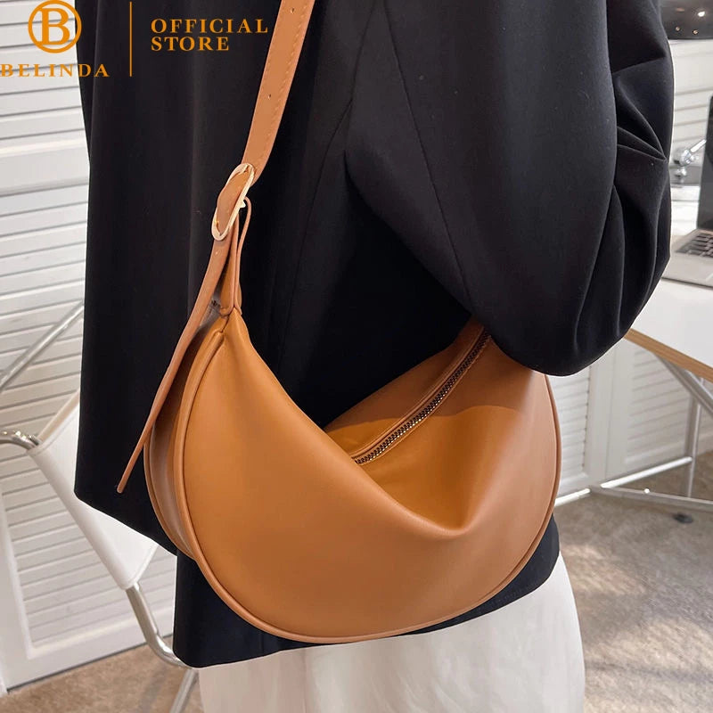 Leather Dumpling Shoulder Crossbody Bag