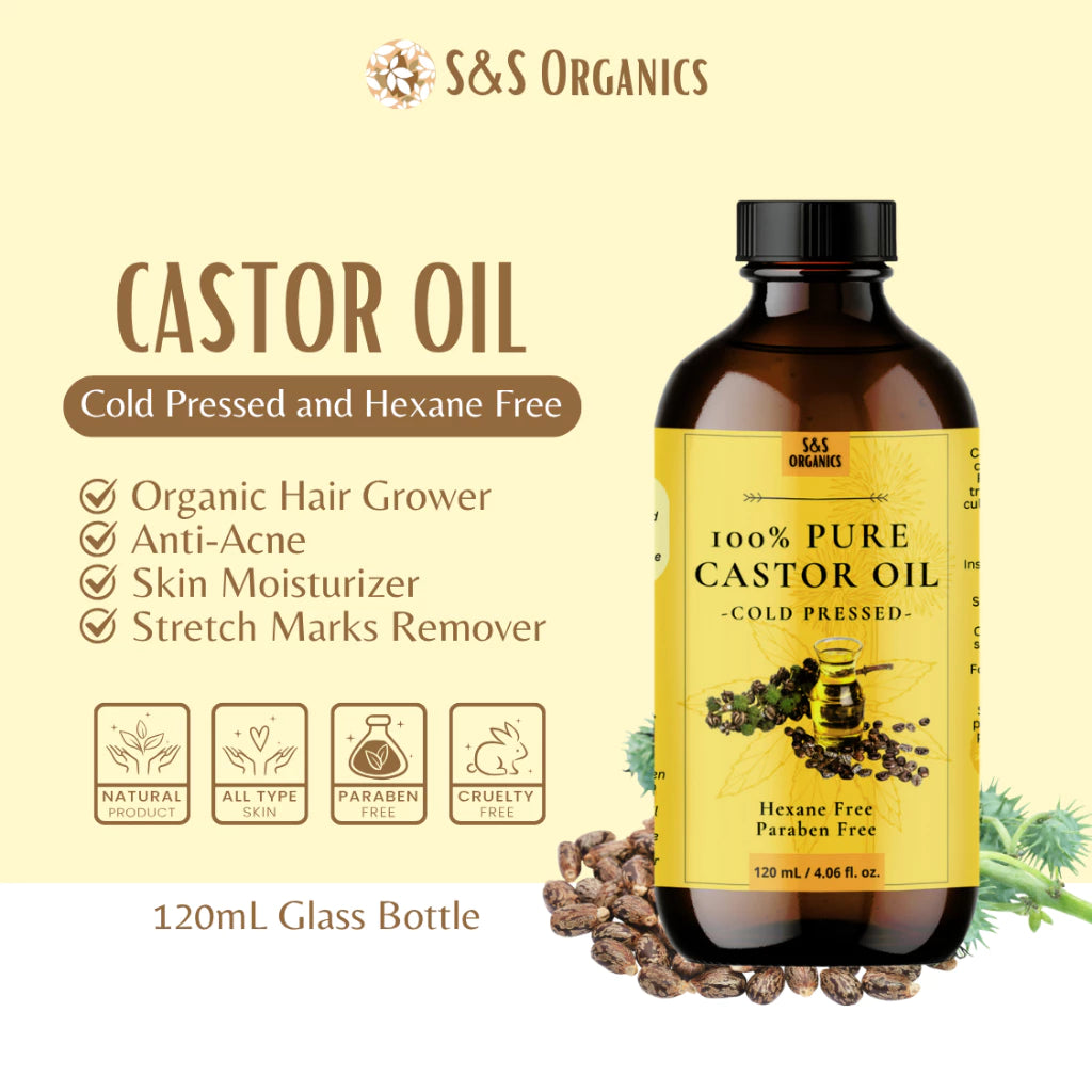 Pure Cold Pressed Castor Oil Organic Hair Grower and Beauty Oil