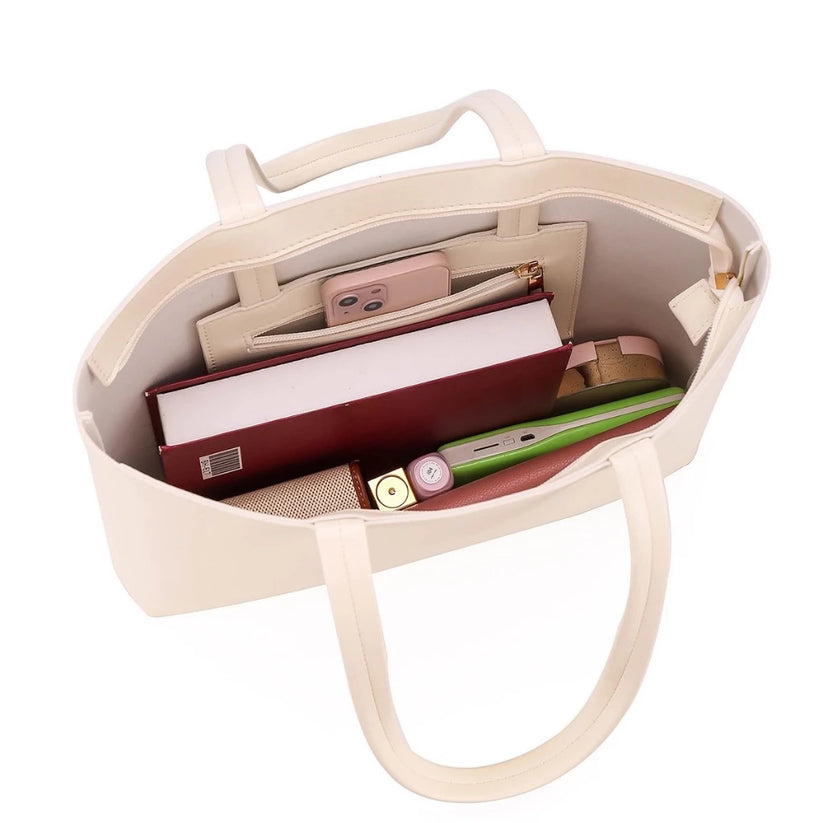 Large Plain Leather Tote Bag