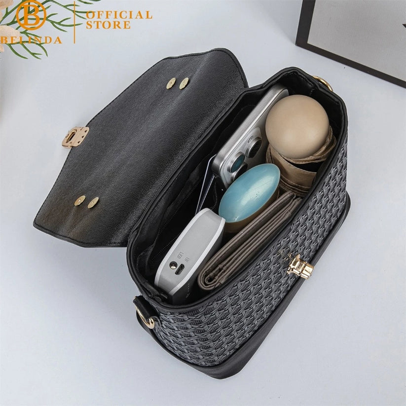Stylish Embossed Handbag with Wide Strap