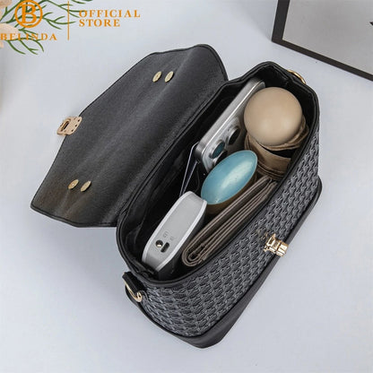 Stylish Embossed Handbag with Wide Strap