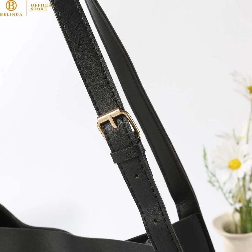 Two Front Pocket Leather Tote Bag