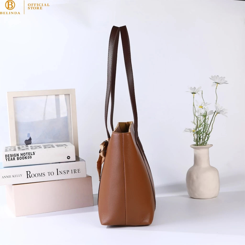 Large Capacity Tote Bag with Silk Ribbon