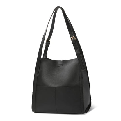 Two Front Pocket Leather Tote Bag