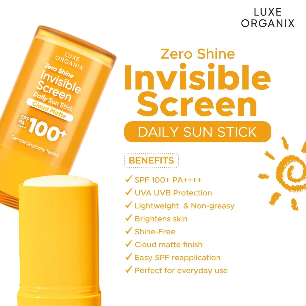 LUXE ORGANIX Zero Shine Invisible Screen Daily Sun Stick SPF 100 17g