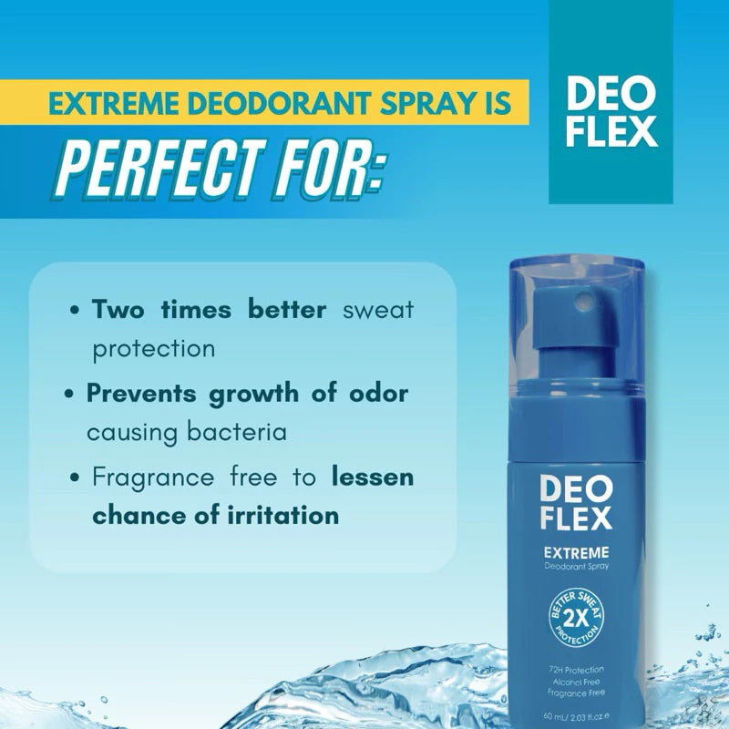 DEOFLEX Extreme Deodorant Spray with 72H Odor and Sweat Protection