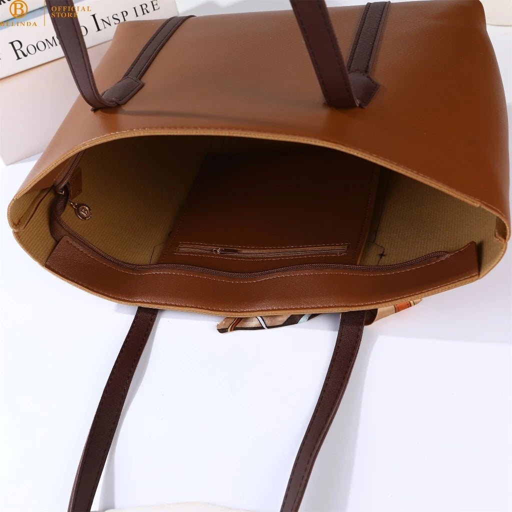 Large Capacity Tote Bag with Silk Ribbon