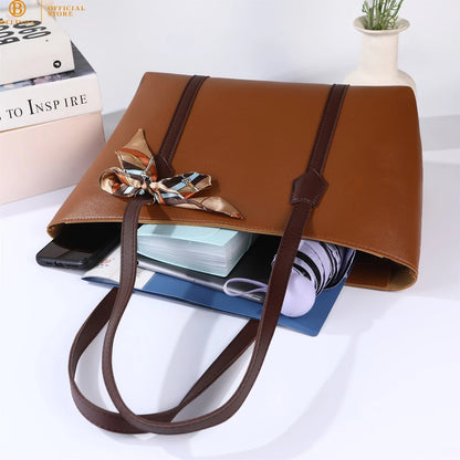 Large Capacity Tote Bag with Silk Ribbon