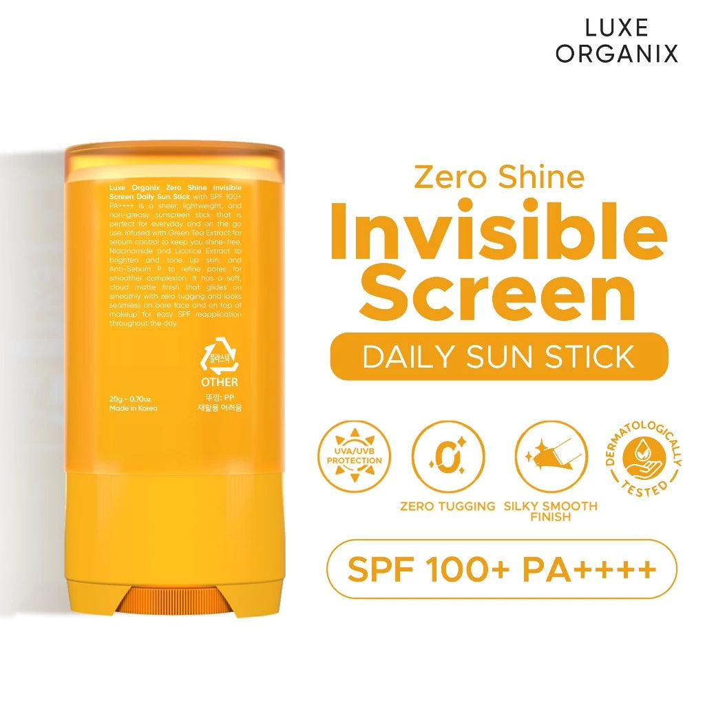 LUXE ORGANIX Zero Shine Invisible Screen Daily Sun Stick SPF 100 17g